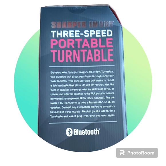 Sharper Image Portable Wireless Bluetooth Turntable Record Player with Speaker - Picture 2 of 5